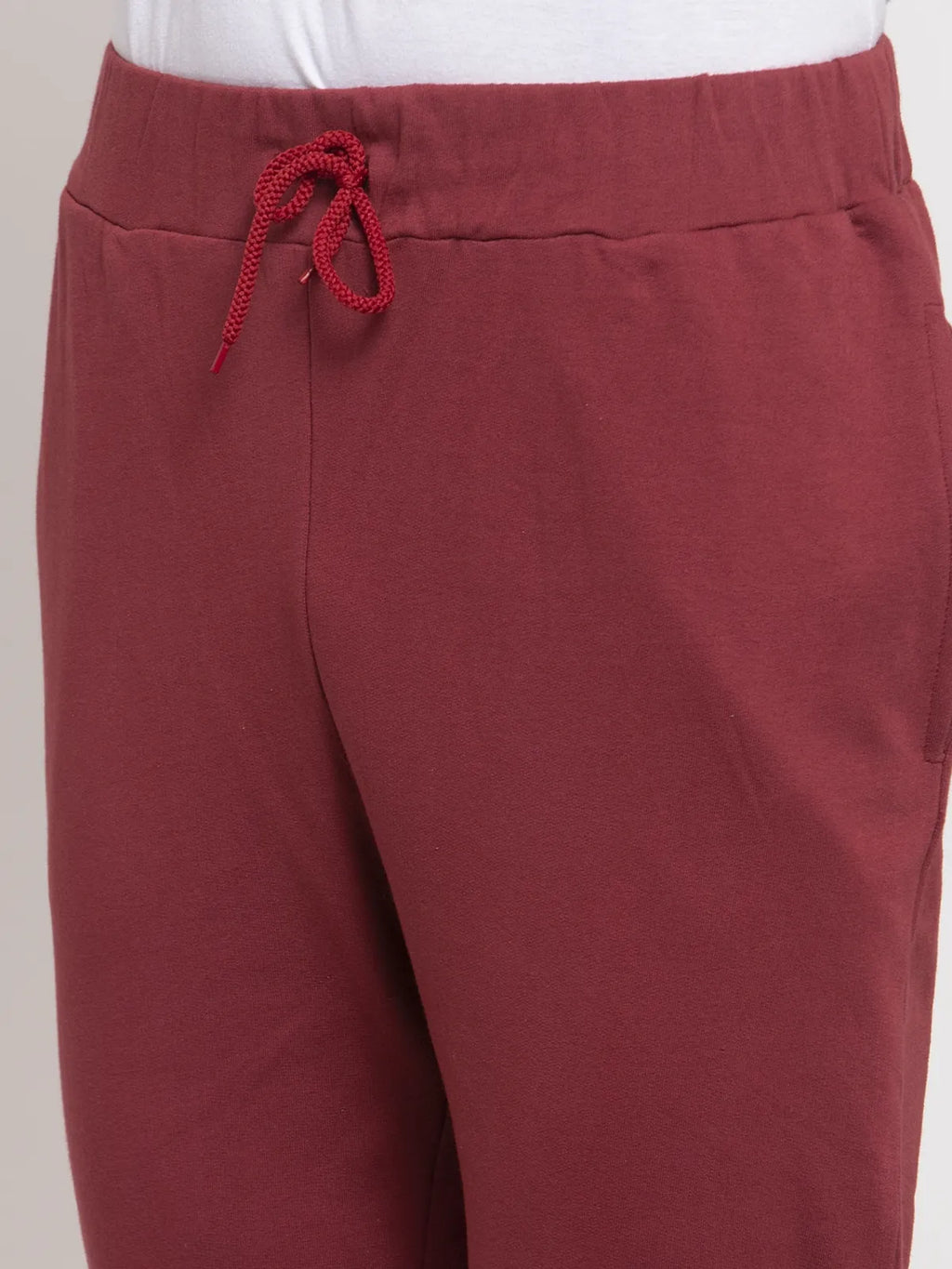 Maroon Cotton Solid Joggers for Men - S image