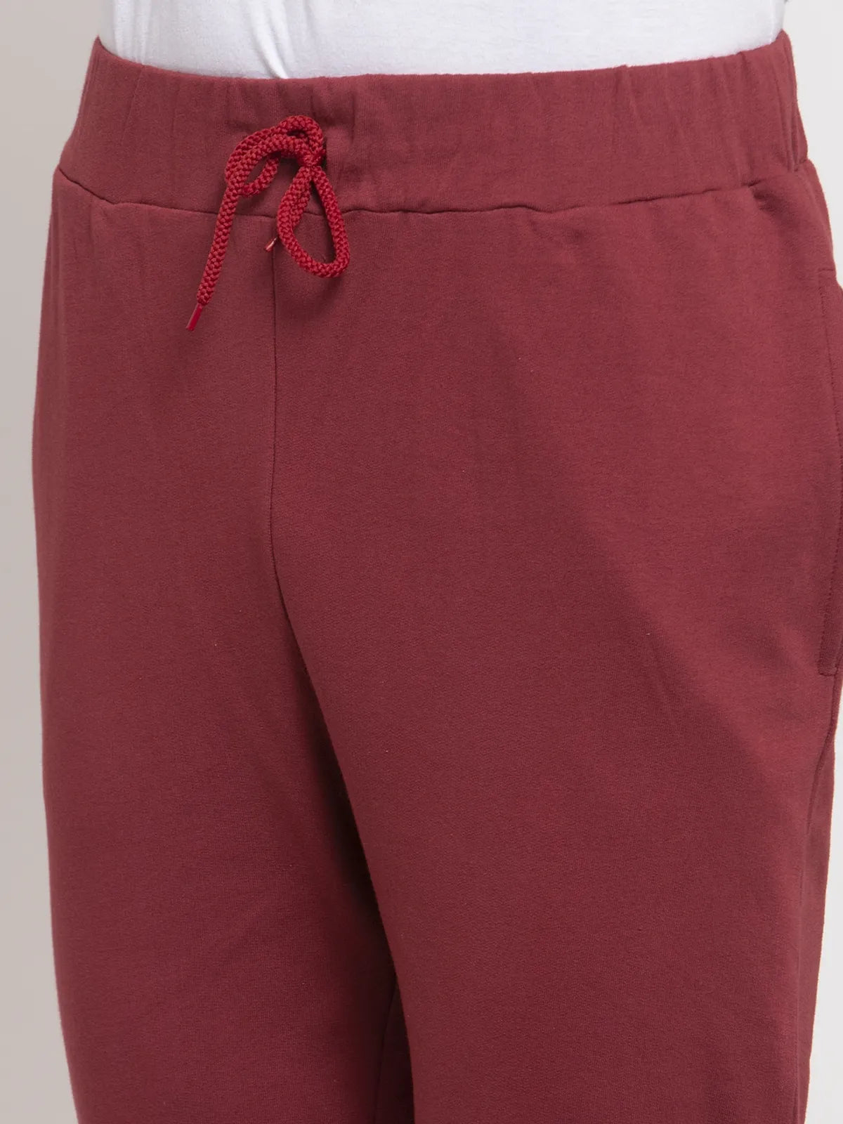 Maroon Cotton Solid Joggers for Men - S image