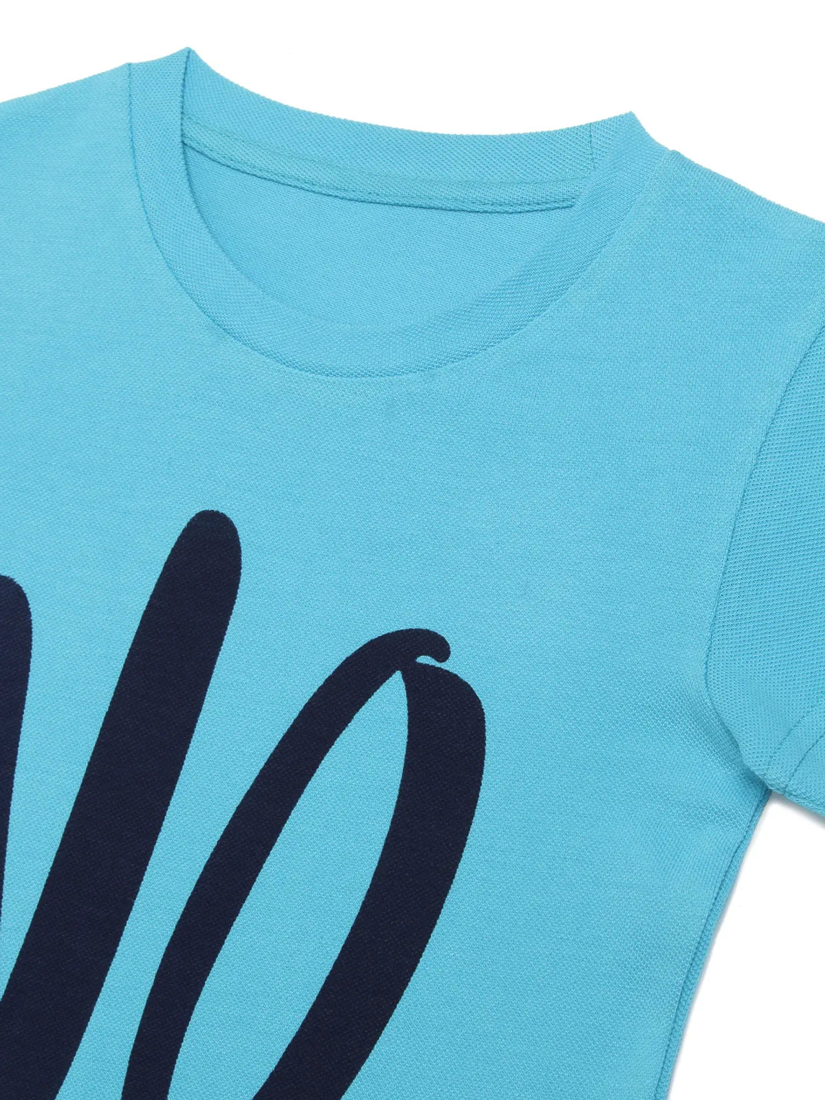 Door74 Unisex Blue No Printed Round Neck T-Shirt - 5-6Y image