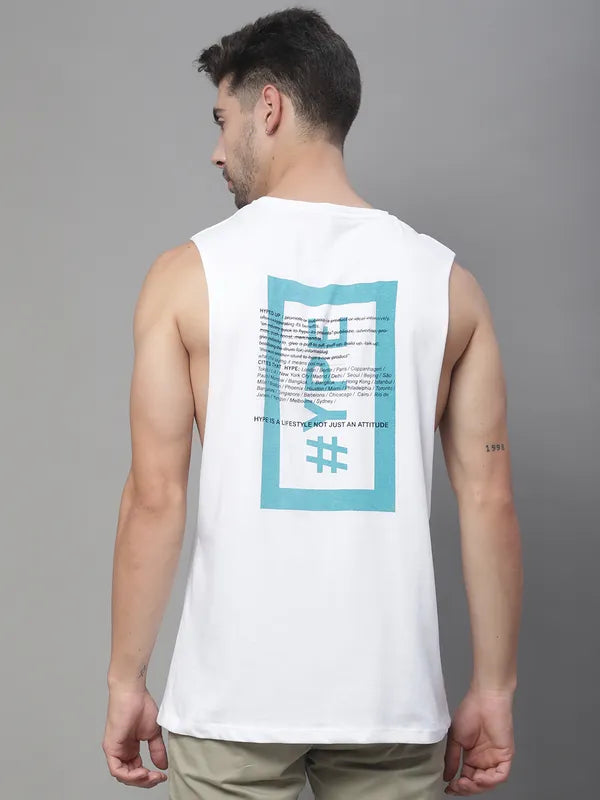 Door74 Hype Printed Drop Armhole White Vest image 3