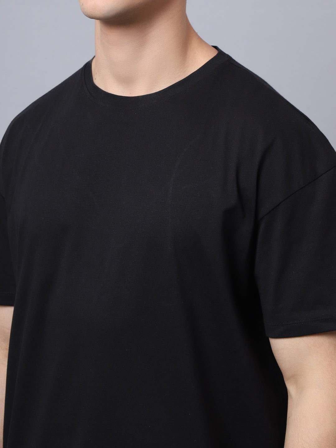 Men's Black Round Neck Oversized T-shirt For Casual Days image 1