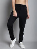 Black Cotton Printed Joggers For Women - L image