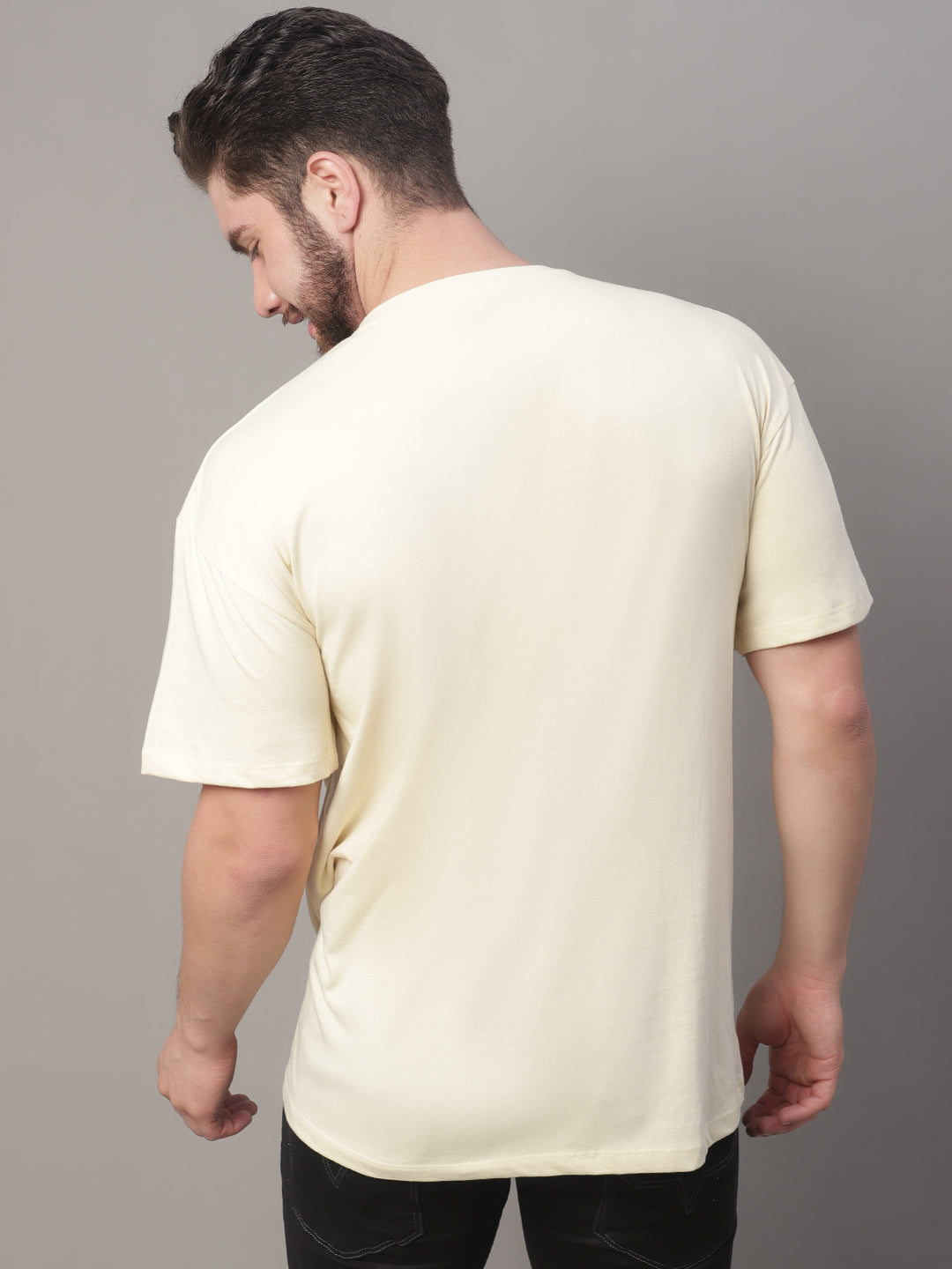 Printed Yellow Oversized T-shirt for Men image 1