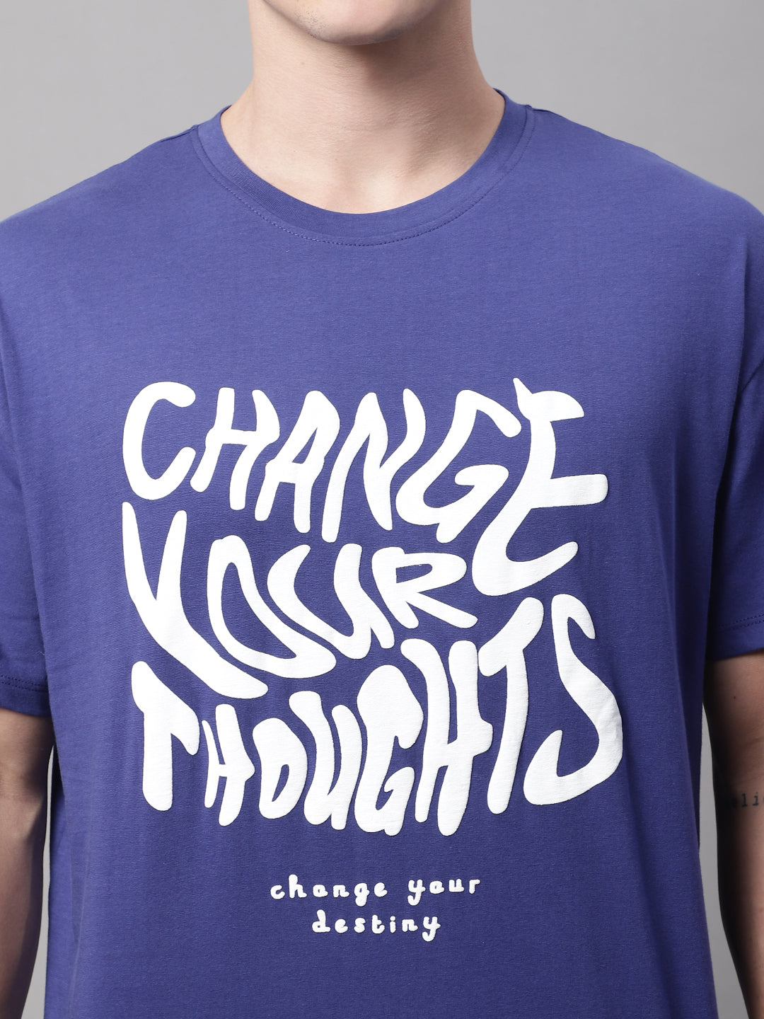 Change Thoughts Printed Navy-Color Oversize-Fit T-shirt image 4